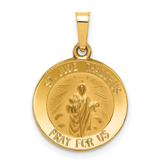 14k Yellow Gold Polished and Satin St. Jude Thaddeus Medal Pendant XR1345
