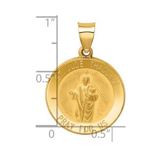 14k Yellow Gold Polished and Satin St. Jude Thaddeus Medal Pendant XR1346