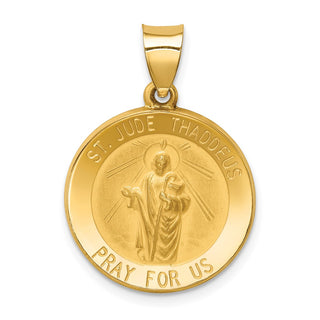 14k Yellow Gold Polished and Satin St. Jude Thaddeus Medal Pendant XR1346