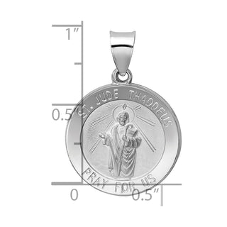14k White Gold Polished and Satin St. Jude Thaddeus Medal Pendant XR1347