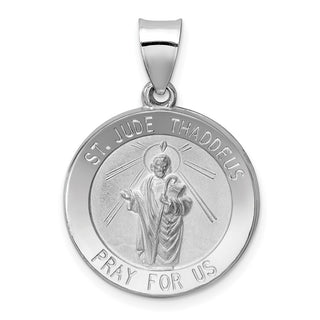 14k White Gold Polished and Satin St. Jude Thaddeus Medal Pendant XR1347