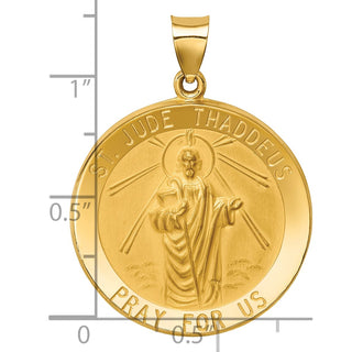 14k Yellow Gold Polished and Satin St. Jude Thaddeus Medal Pendant XR1348