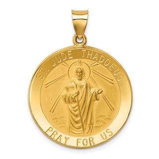 14k Yellow Gold Polished and Satin St. Jude Thaddeus Medal Pendant XR1348