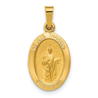 14k Yellow Gold Polished and Satin St. Jude Thaddeus Medal Pendant XR1349