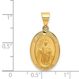 14k Yellow Gold Polished and Satin St. Jude Thaddeus Medal Pendant XR1350