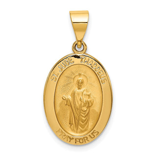 14k Yellow Gold Polished and Satin St. Jude Thaddeus Medal Pendant XR1350