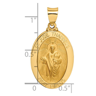 14k Yellow Gold Polished and Satin St. Jude Thaddeus Medal Pendant XR1351