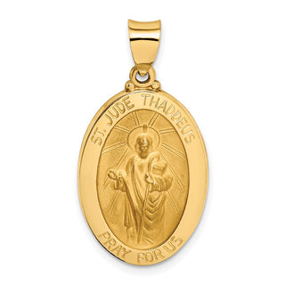 14k Yellow Gold Polished and Satin St. Jude Thaddeus Medal Pendant XR1351
