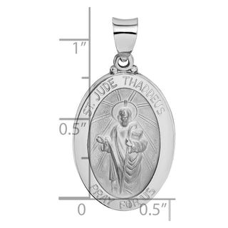 14k White Gold Polished and Satin St. Jude Thaddeus Medal Pendant XR1352
