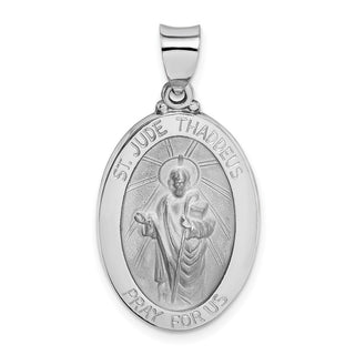 14k White Gold Polished and Satin St. Jude Thaddeus Medal Pendant XR1352