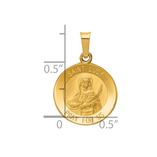 14k Yellow Gold Polished and Satin St. Lucy Medal Pendant XR1353