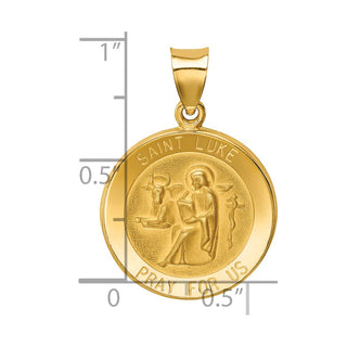 14k Yellow Gold Polished and Satin St. Luke Medal Pendant XR1355