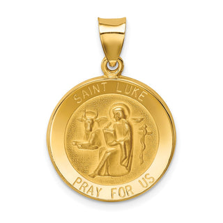 14k Yellow Gold Polished and Satin St. Luke Medal Pendant XR1355