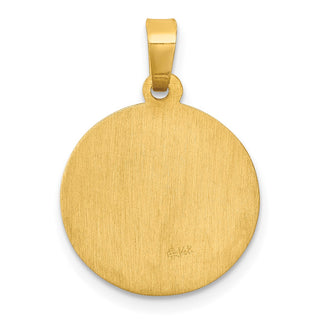14k Yellow Gold Polished and Satin St. Luke Medal Pendant XR1356