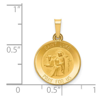 14k Yellow Gold Polished and Satin St. Luke Medal Pendant XR1356