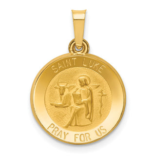 14k Yellow Gold Polished and Satin St. Luke Medal Pendant XR1356