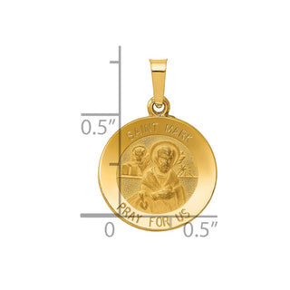 14k Yellow Gold Polished and Satin St. Mark Medal Pendant