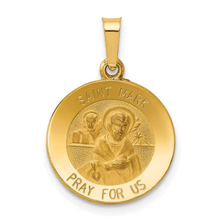 14k Yellow Gold Polished and Satin St. Mark Medal Pendant