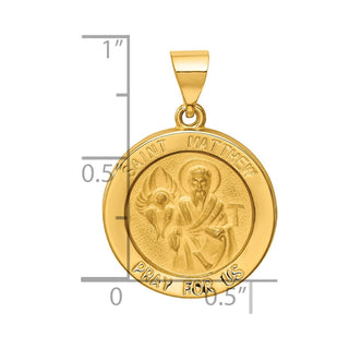 14k Yellow Gold Polished and Satin St. Matthew Medal Pendant XR1360