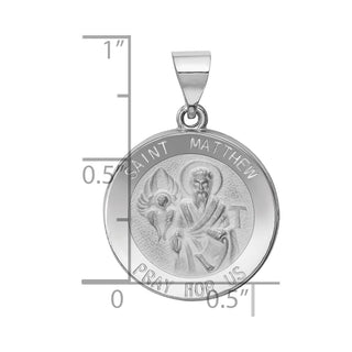 14k White Gold Polished and Satin St. Matthew Pendant