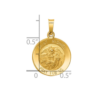 14k Yellow Gold Polished and Satin St. Michael Medal Pendant XR1362