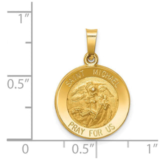 14k Yellow Gold Polished and Satin St. Michael Medal Pendant XR1362