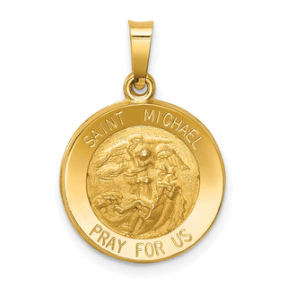 14k Yellow Gold Polished and Satin St. Michael Medal Pendant XR1362