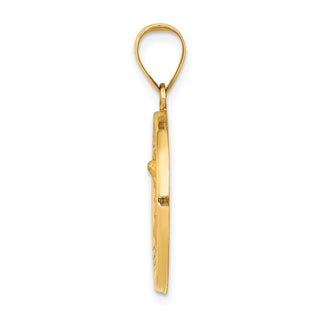 14k Yellow Gold Polished and Satin St. Michael Medal Pendant XR1363