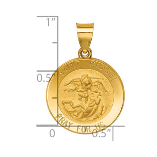 14k Yellow Gold Polished and Satin St. Michael Medal Pendant XR1363