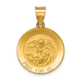 14k Yellow Gold Polished and Satin St. Michael Medal Pendant XR1363