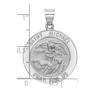 14k White Gold Polished and Satin St. Michael Medal Pendant XR1364