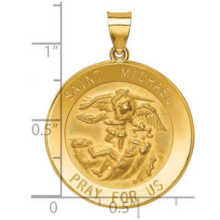 14k Yellow Gold Polished and Satin St. Michael Medal Pendant XR1365