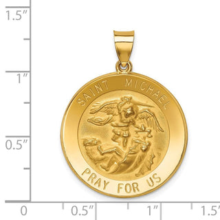 14k Yellow Gold Polished and Satin St. Michael Medal Pendant XR1365