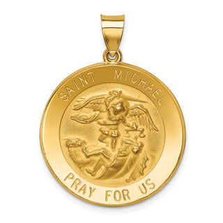 14k Yellow Gold Polished and Satin St. Michael Medal Pendant XR1365