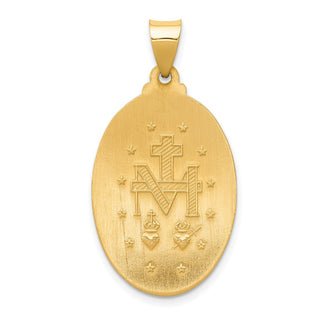 14k Yellow Gold Polished and Satin Miraculous Medal Pendant XR1366