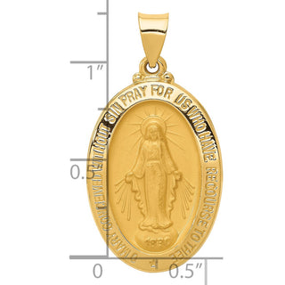 14k Yellow Gold Polished and Satin Miraculous Medal Pendant XR1366