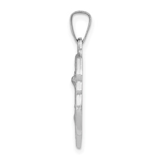 14k White Gold Polished and Satin St. Michael Medal Pendant XR1367