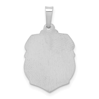 14k White Gold Polished and Satin St. Michael Medal Pendant XR1367
