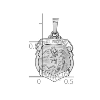14k White Gold Polished and Satin St. Michael Medal Pendant XR1367