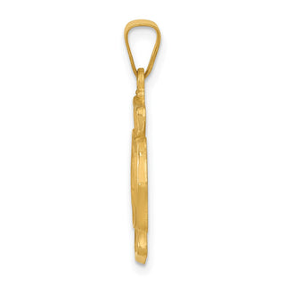 14k Yellow Gold Polished and Satin St. Florian Badge Medal Pendant