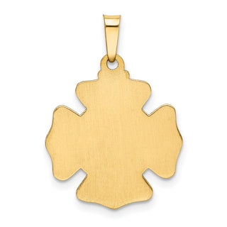 14k Yellow Gold Polished and Satin St. Florian Badge Medal Pendant