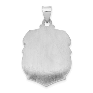 14k White Gold Polished and Satin St. Michael Badge Medal Pendant