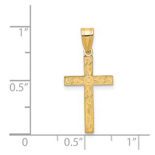 14k Yellow Gold Floral Cross Pendant XR137