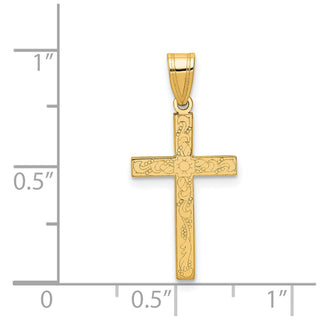 14k Yellow Gold Floral Cross Pendant XR137