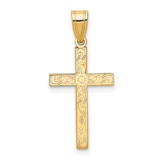 14k Yellow Gold Floral Cross Pendant XR137