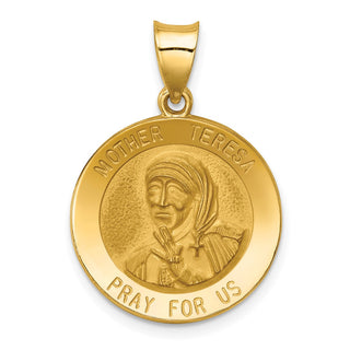 14k Yellow Gold Polished and Satin Mother Teresa Medal Pendant