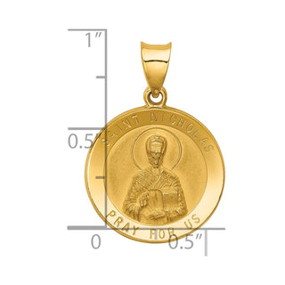 14k Yellow Gold Polished and Satin St. Nicholas Medal Pendant