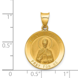 14k Yellow Gold Polished and Satin St. Nicholas Medal Pendant