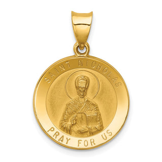 14k Yellow Gold Polished and Satin St. Nicholas Medal Pendant