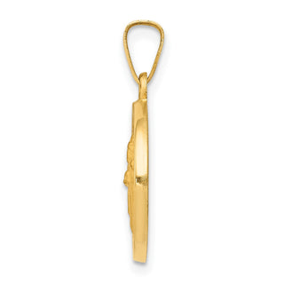 14k Yellow Gold Polished and Satin St. Patrick Medal Pendant XR1372